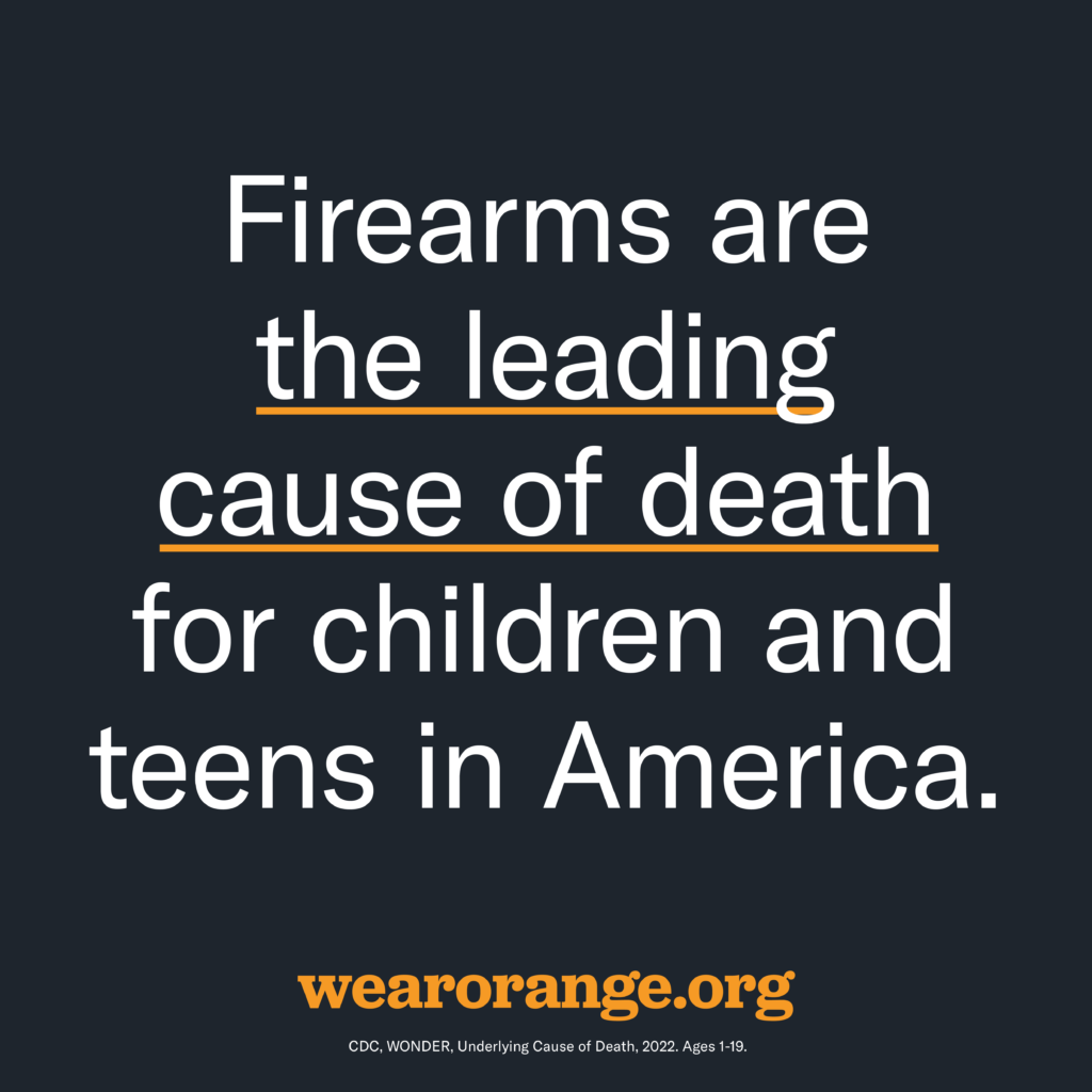 Firearms are the leading cause of death for childen and teens in America